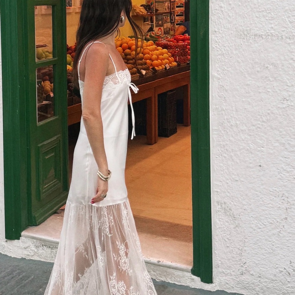 Show Me Your MuMu White Lace Slip Maxi Dress